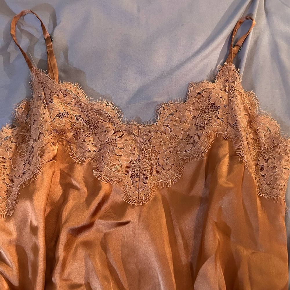 Abercrombie & Fitch Satin Lace Bodysuit in Copper - Picture 4 of 7